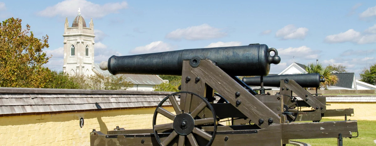 Cannons line the walls at Fort Moultrie