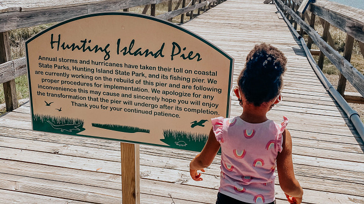 little girl at the Hunting Island State Park Pier