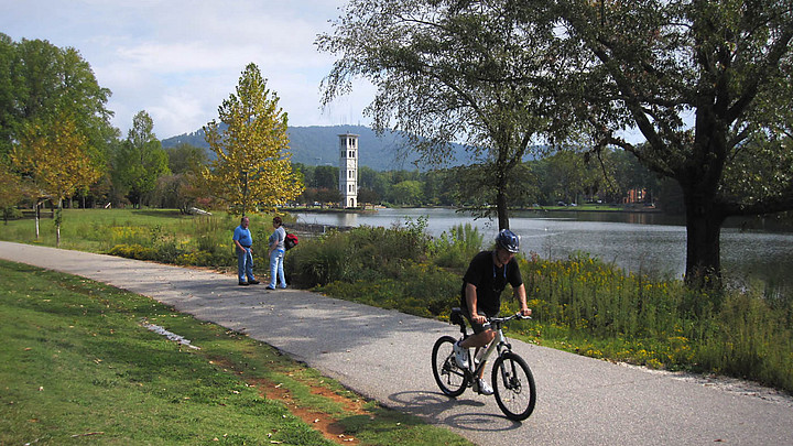 biker on the swamp rabbit trail