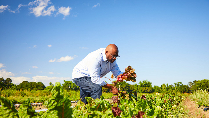 South Carolina Chef Ambassador Kevin Mitchell at a farm