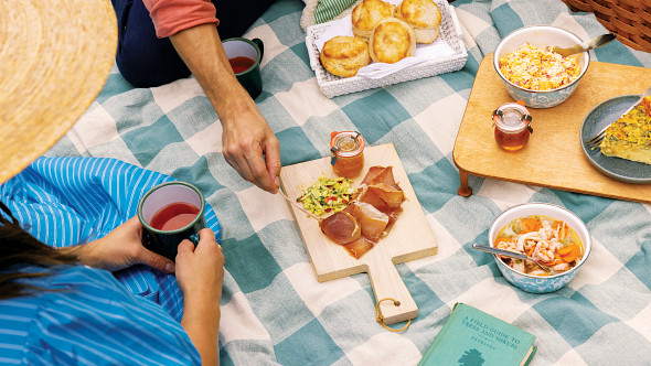 picnic spread on blanket